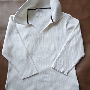 Pierre Cardin Vintage 3/4 Sleeve White Cotton Knit Top Ladie's  Size XL